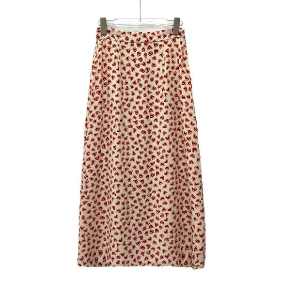 CW0805 MiuMiu color matching heart full print single breasted casual skirt 95% n